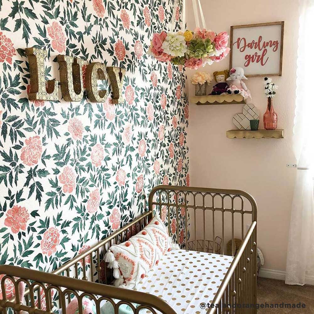 Floral nursery stencil