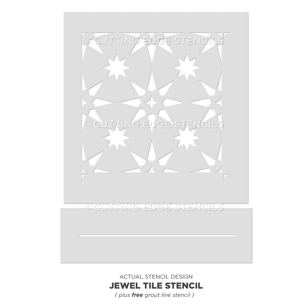 Jewel Tile Stencil Painted Floor Stenciling