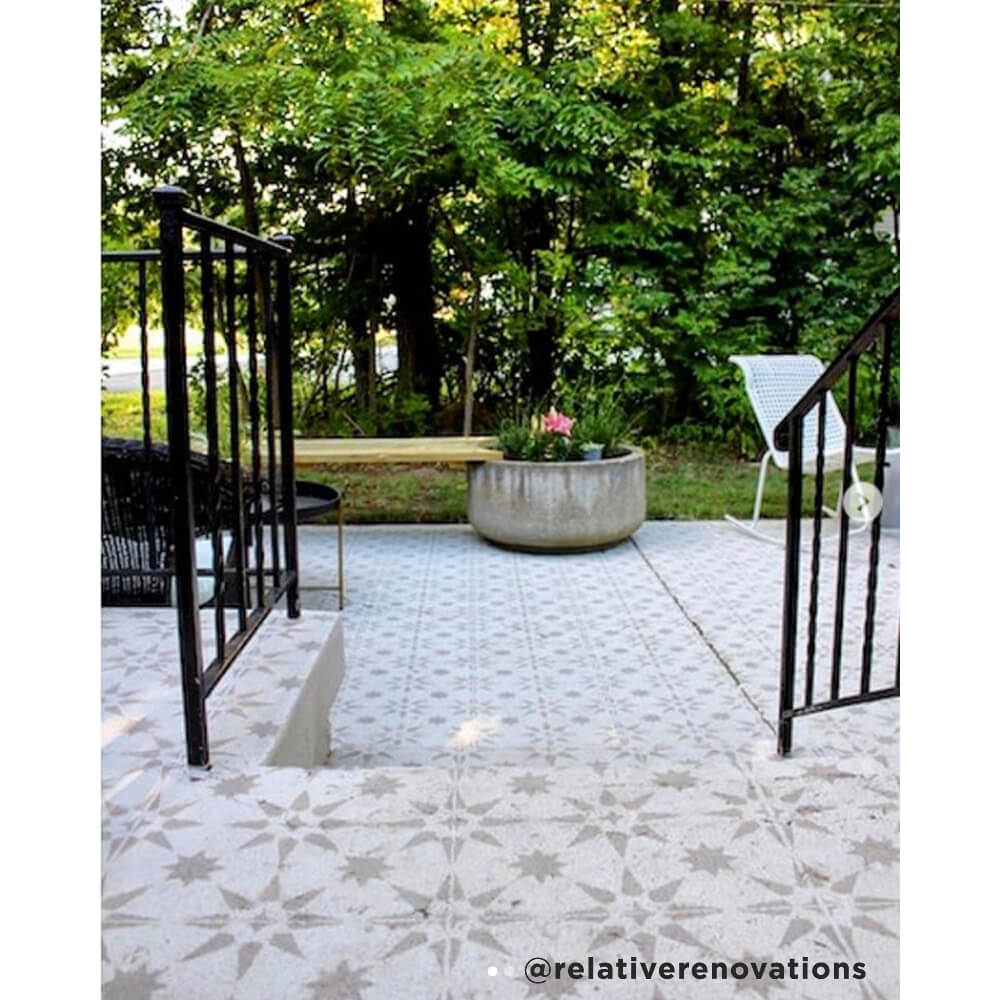 stencile tile cement patio