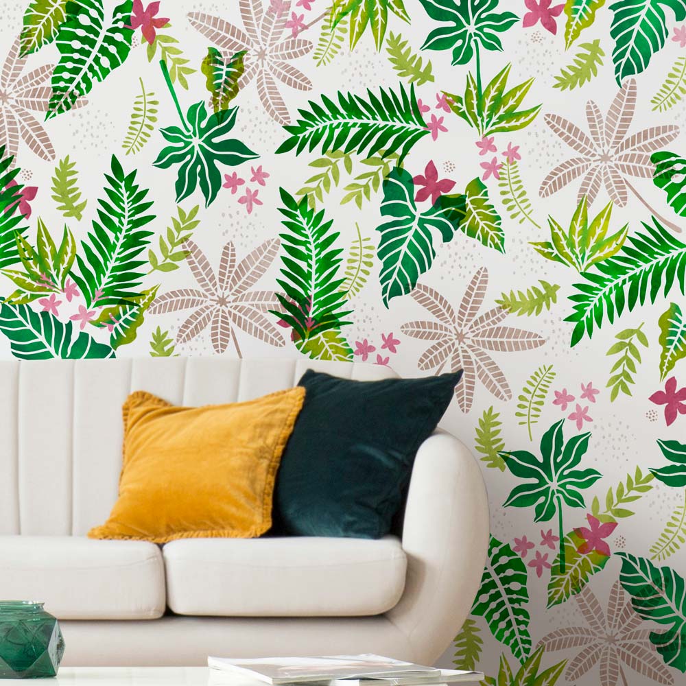 jungle vibes tropical wall stencil