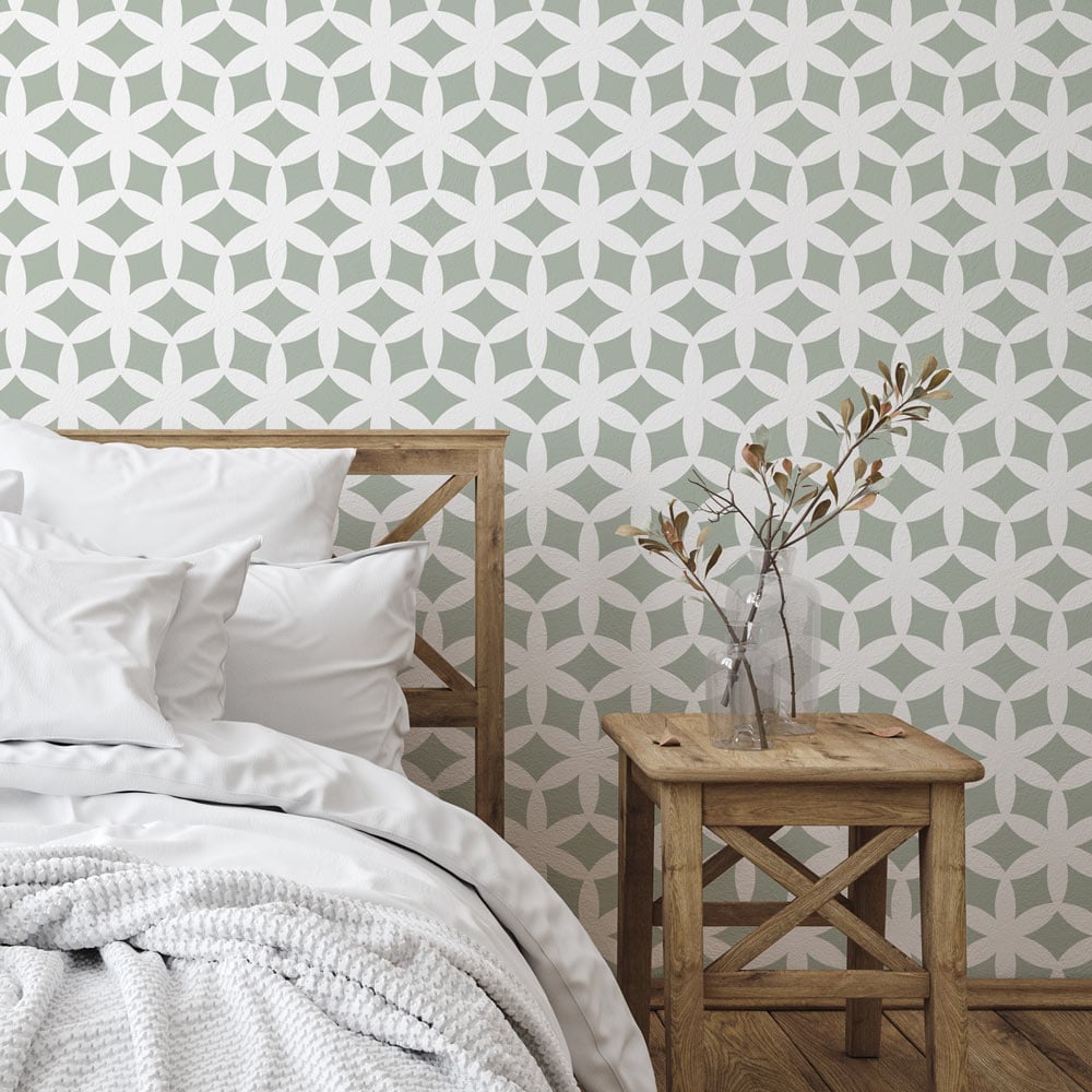 Kagami Stenciled Bedroom Wall Farmhouse Stenciling