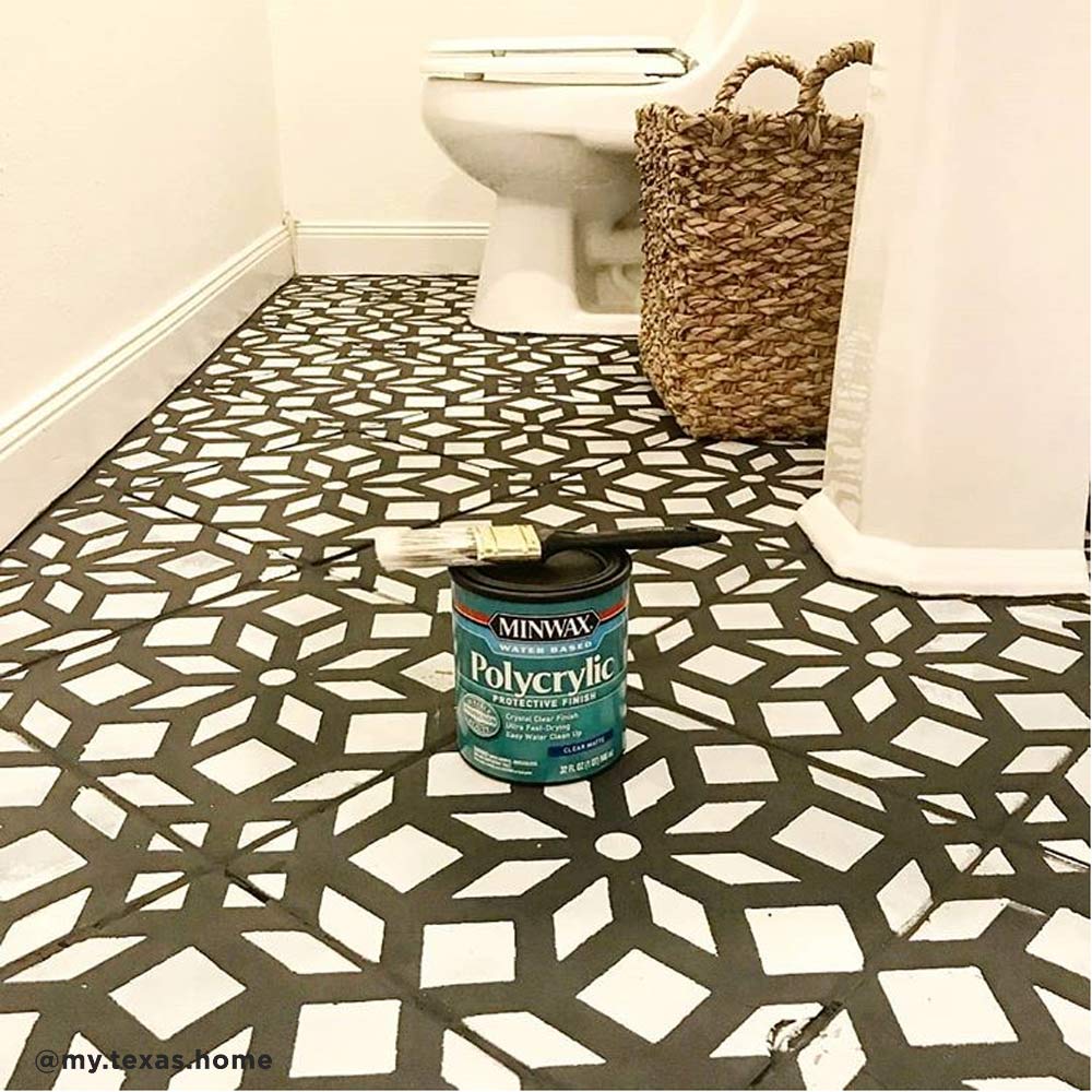 stenciled tile floor