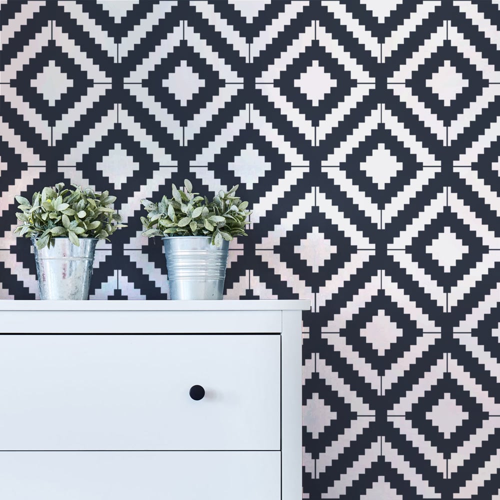 kilim geometric stencil for walls