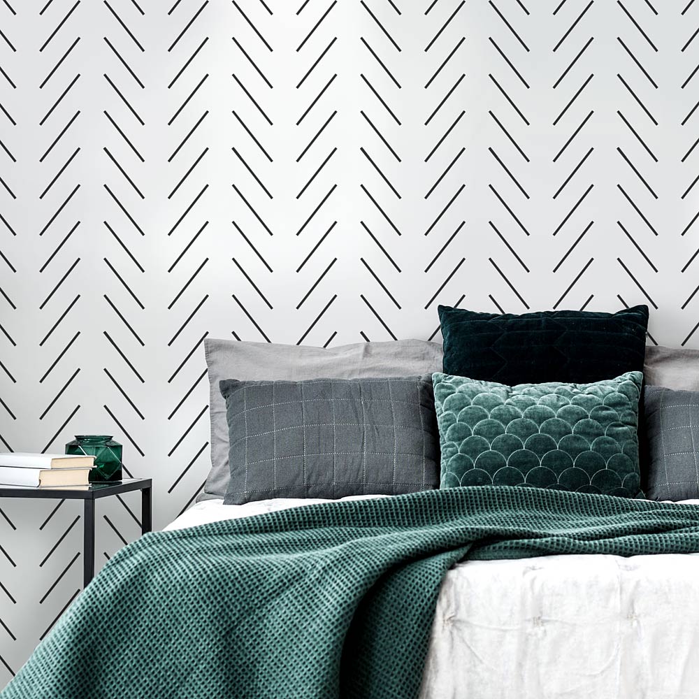 herringbone stencil for walls