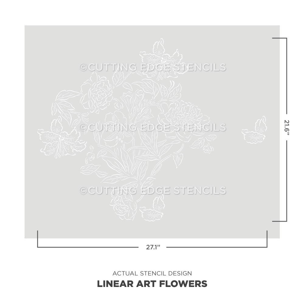 line art flowers wall stencil actual stencil image