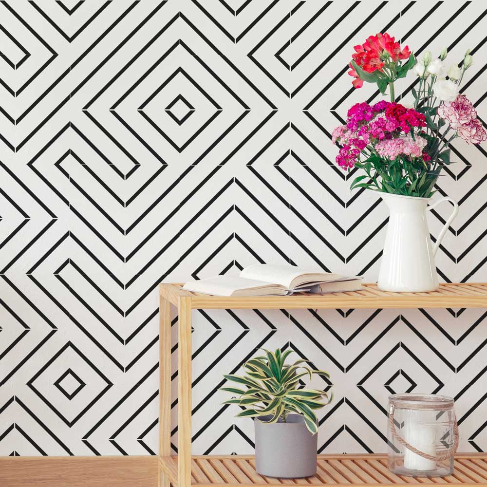 linear tile stencil for walls