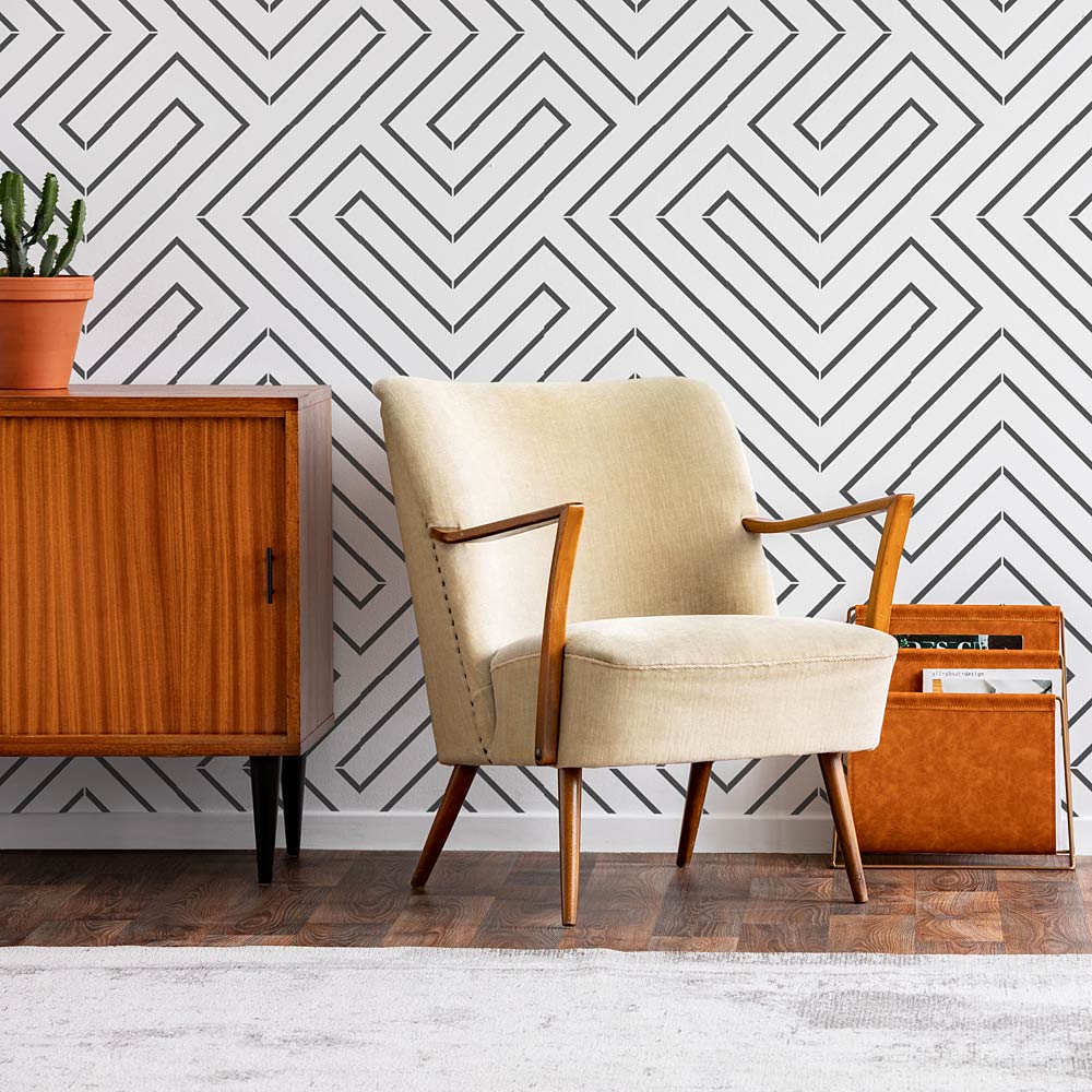 modern geometric wall stencil 