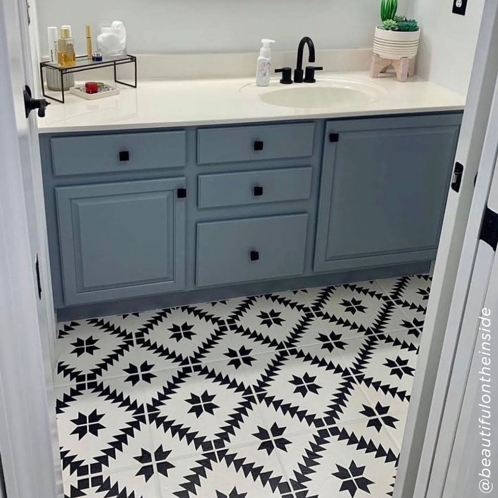 maestro tile stenciled bathroom floor