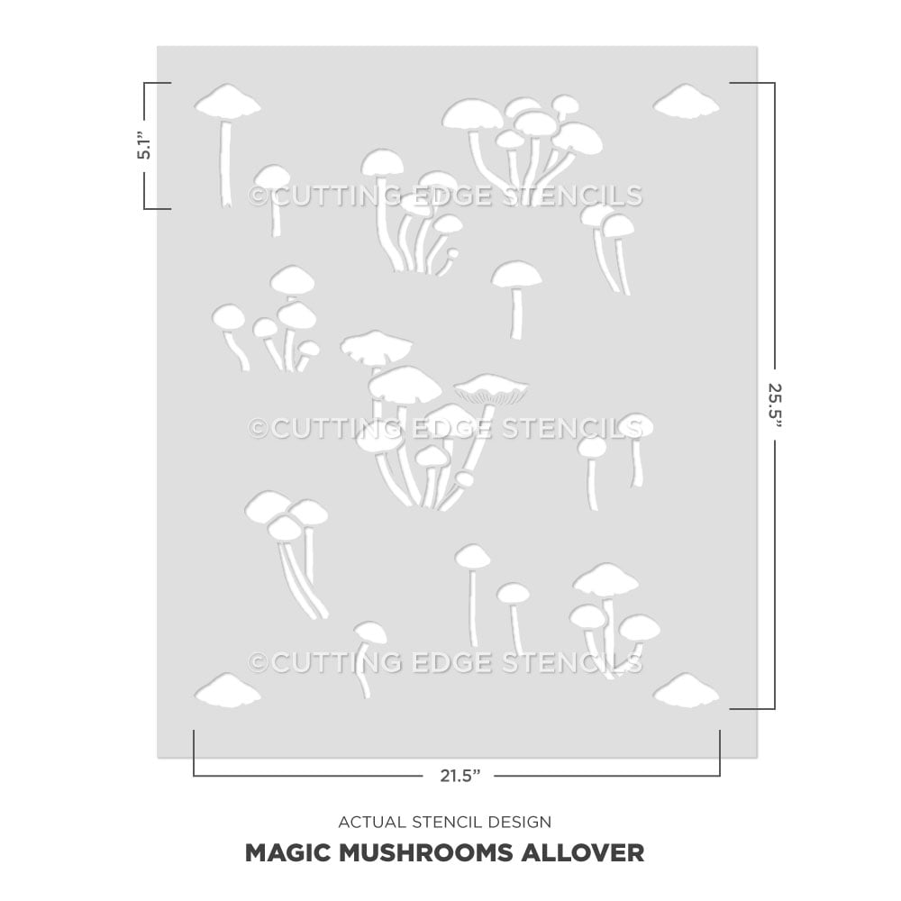 mushroom wall stencil actual image