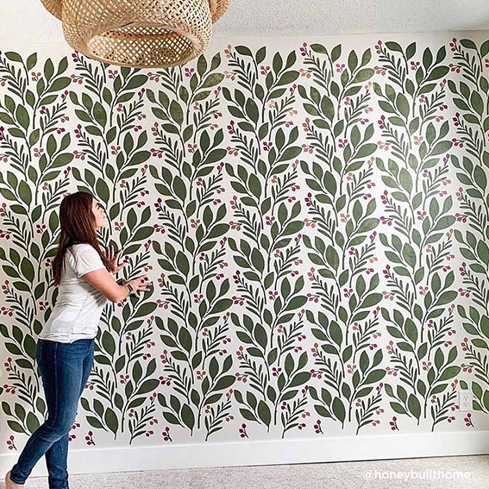 magnolia stencils on nursery walls