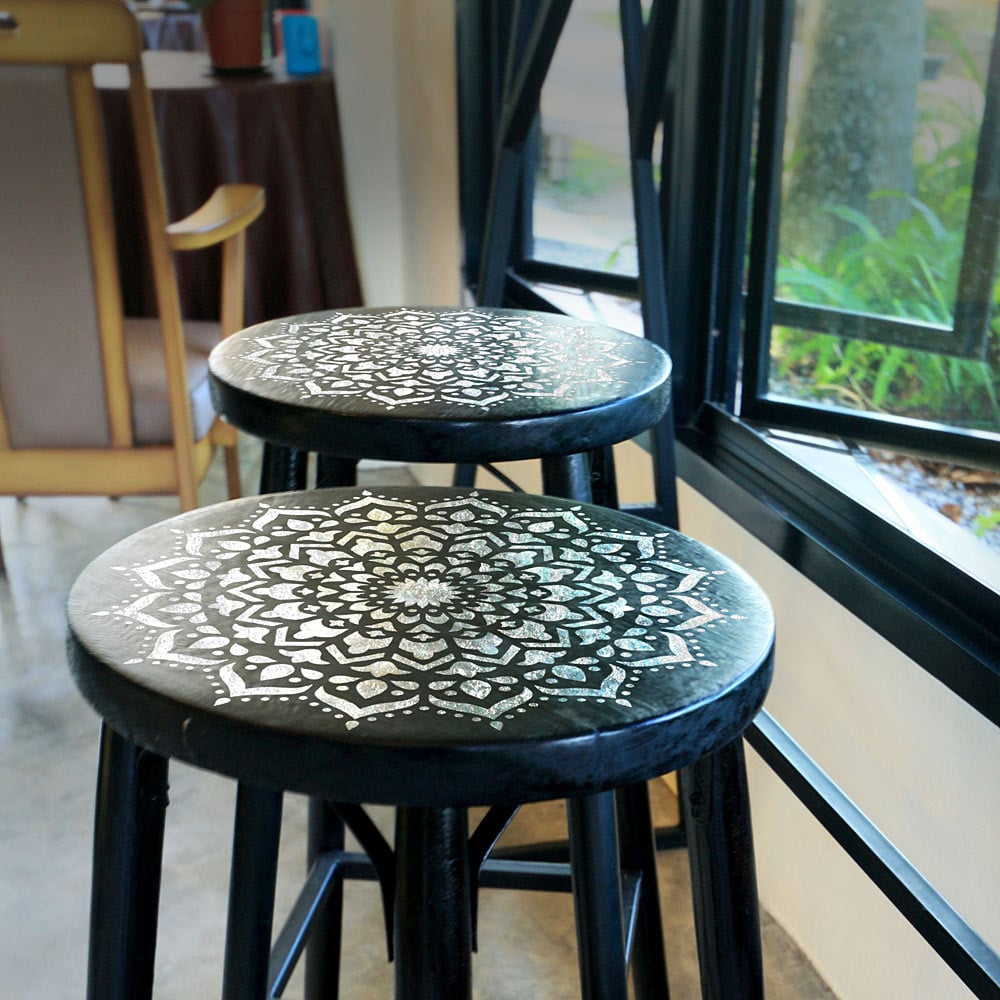 stenciled stools mandala