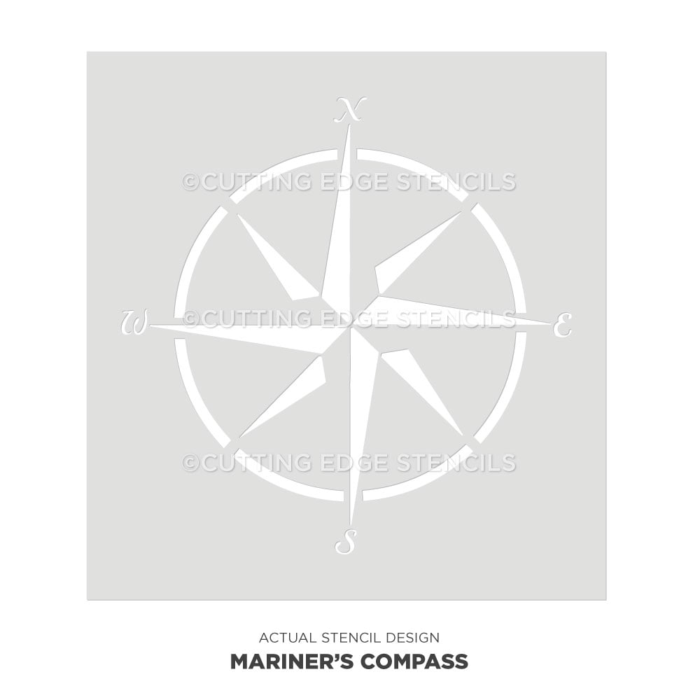 mariner's compass nautical wall stencil