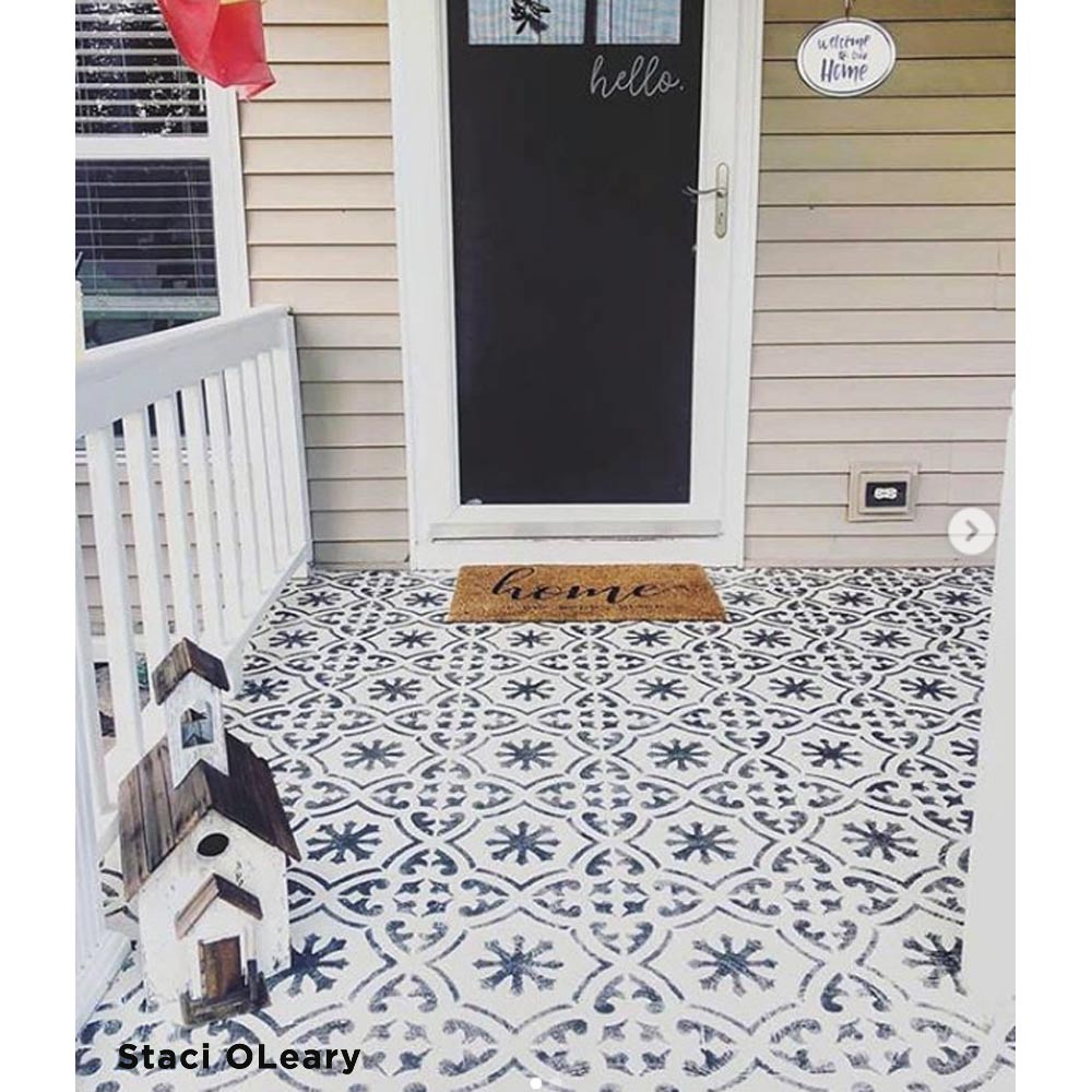 stenciled cement patio