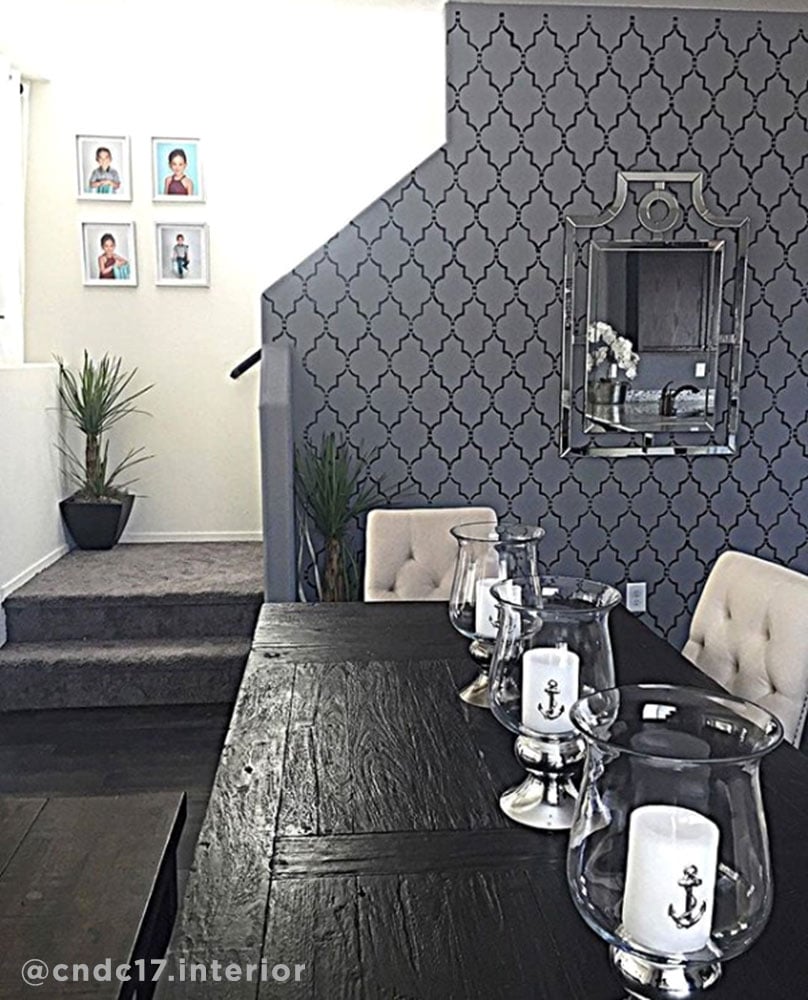 moroccan stencil grey wall