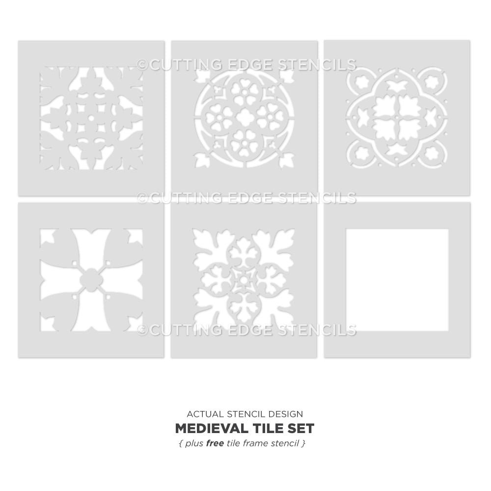 Medieval Tile Stencil DIy Painted Floor Stenciling