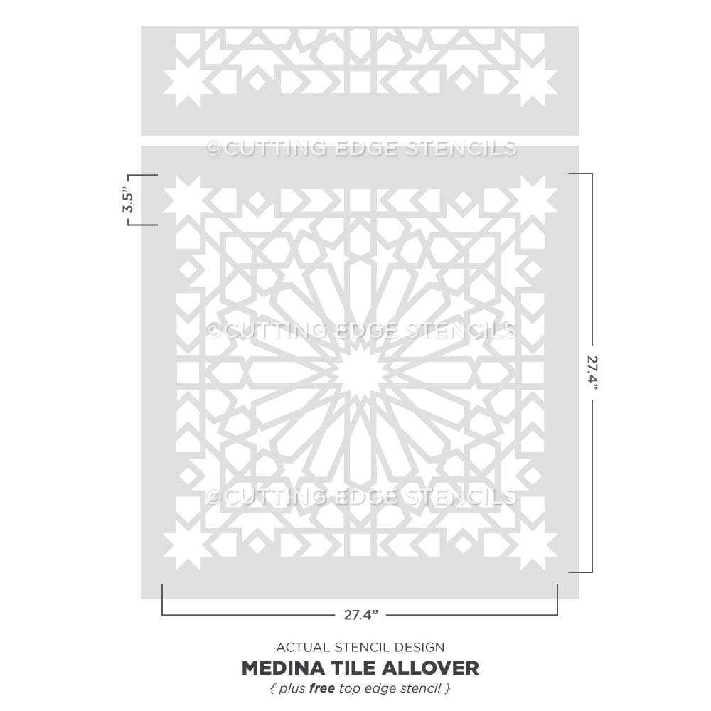 Medina Tile Allover Stencil Moroccan Wall Pattern Stenciling