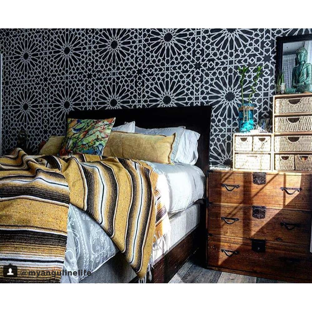 stenciled moroccan accent wall