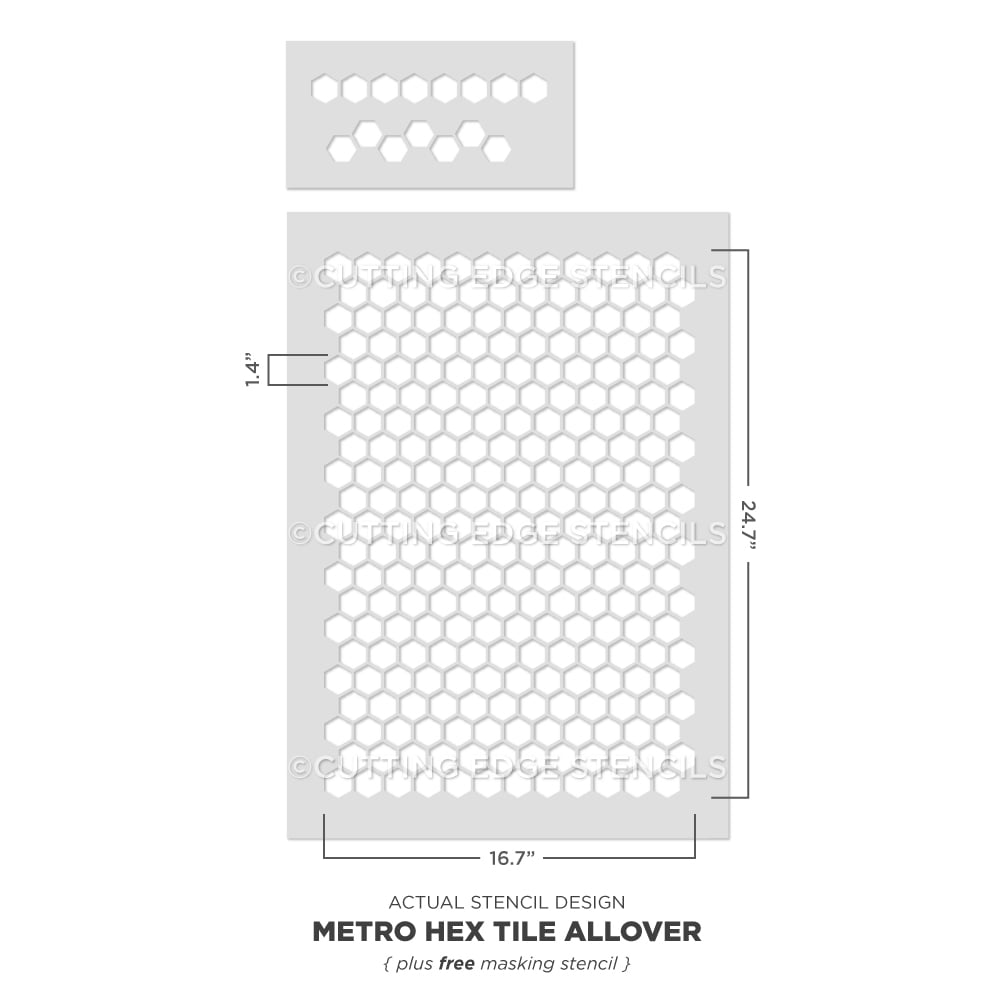 Metro Hex Tile Allover Stencil Design Geometric Hexagon Stenciled Painted Floors Stenciling