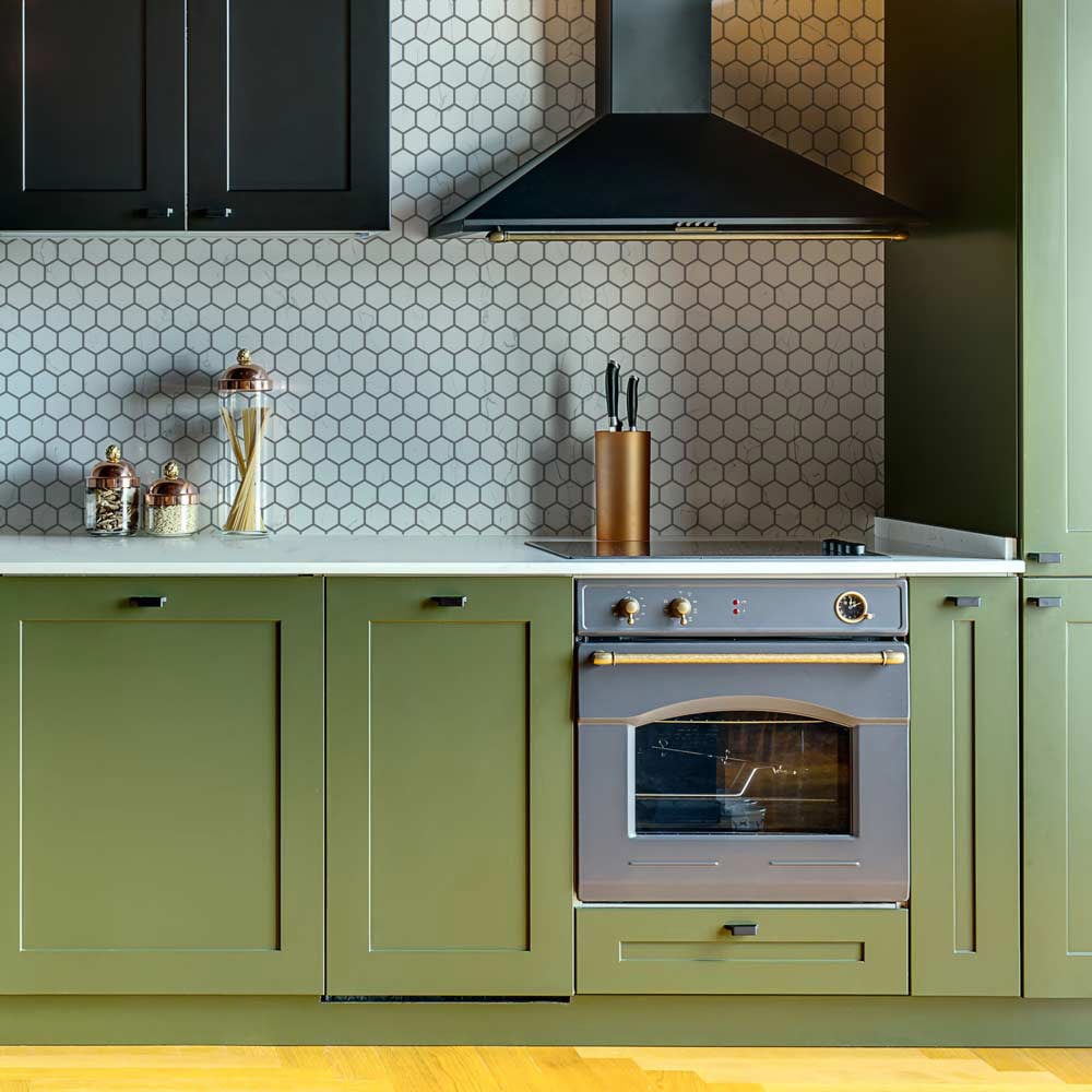 kitchen stenciled backsplash hexagon tile stencil