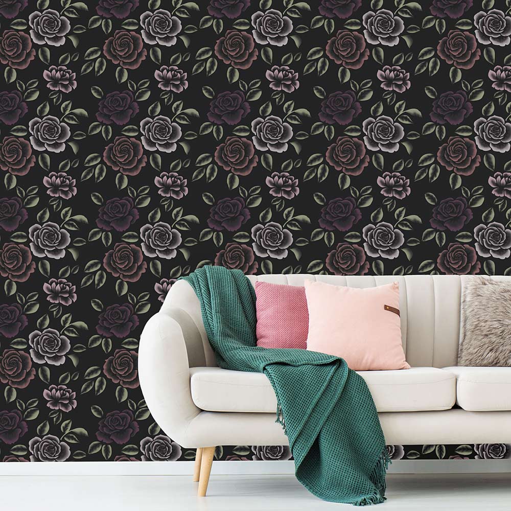 dark floral wallpaper stencil