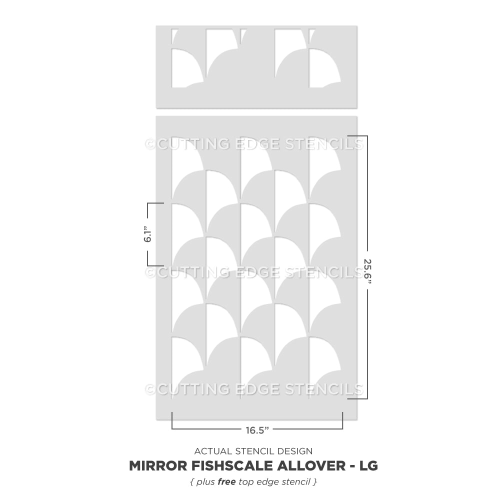 Mirror Fishscale Allover Tile Stencil Nautical Ocean Stenciling