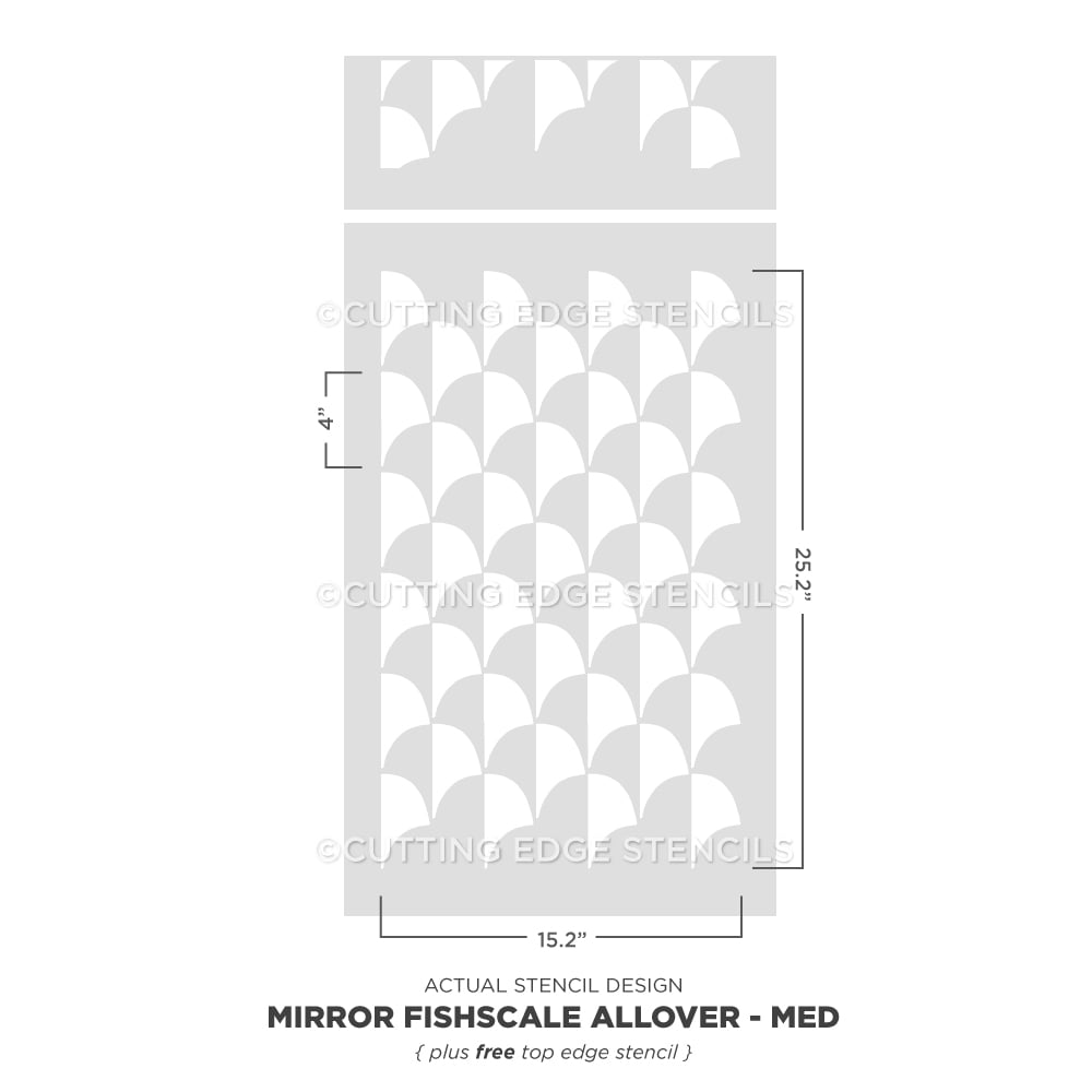 Mirror Fishscale Allover Tile Stencil Painting Nautical Beach Mermaid Stenciling