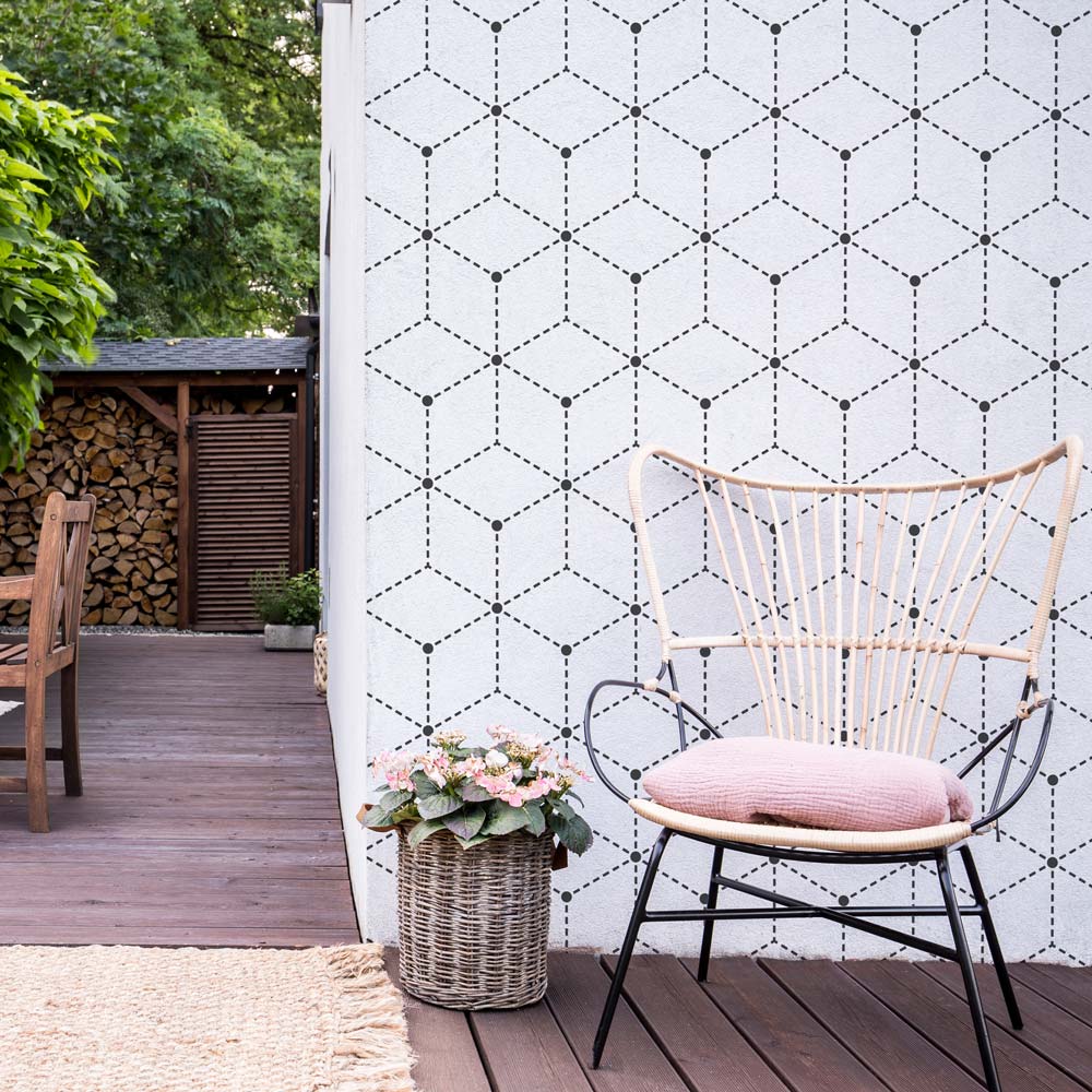 modern cube outdoor patio white wall