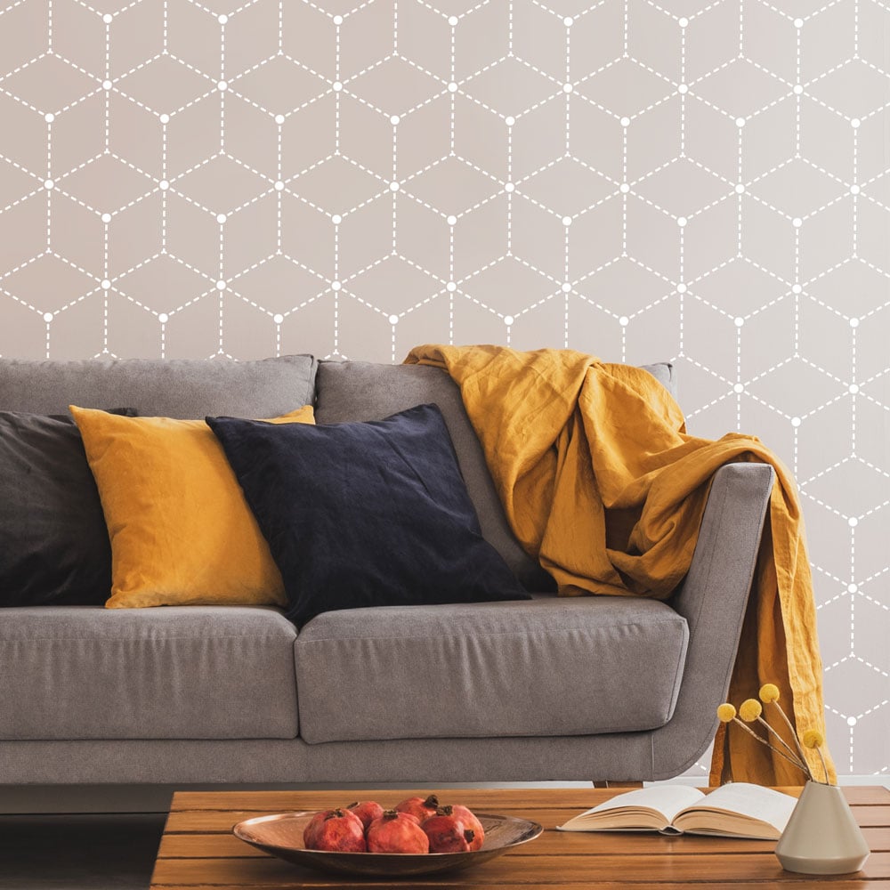 living room beige geometric modern cube couch