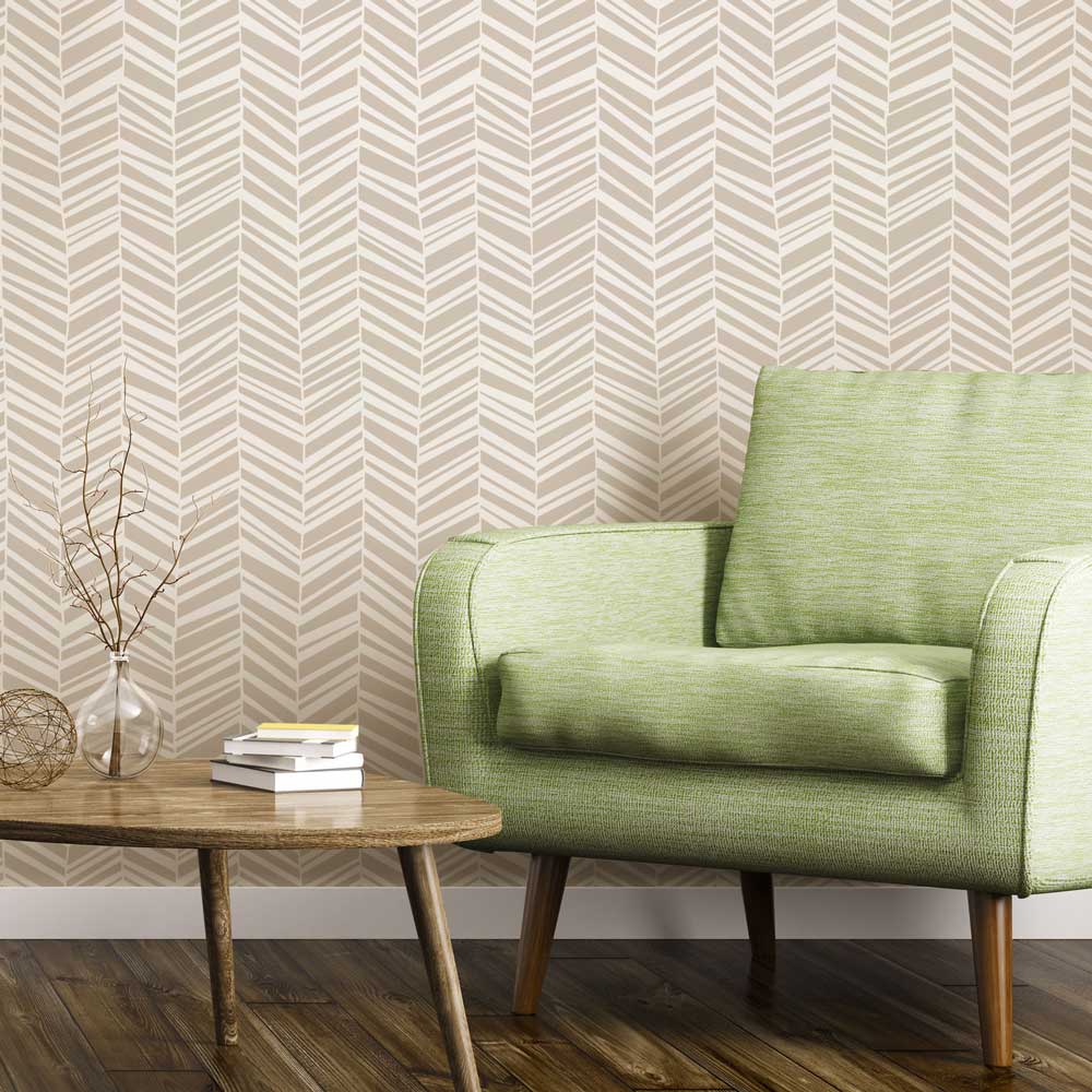 herringbone stenciled wall