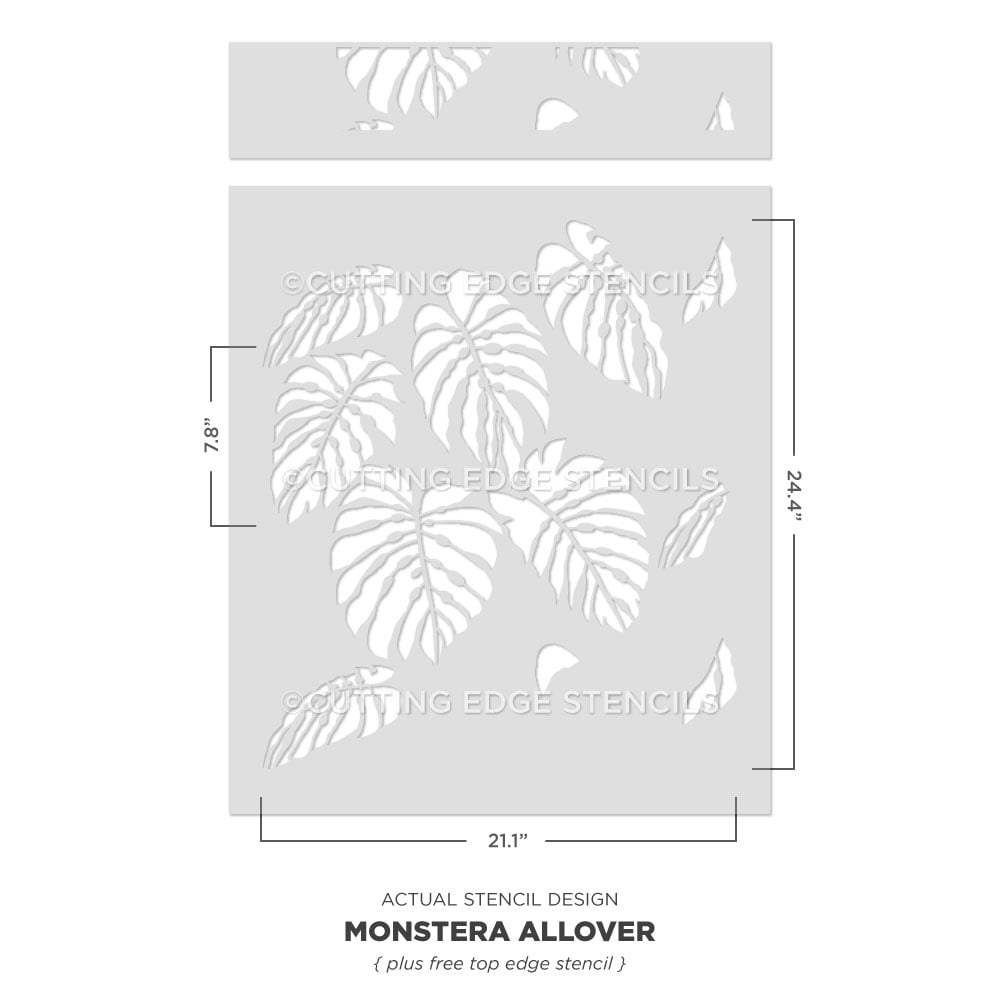 monstera wall stencil actual image