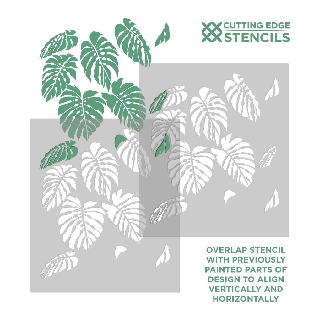 monstera wall stencil actual image