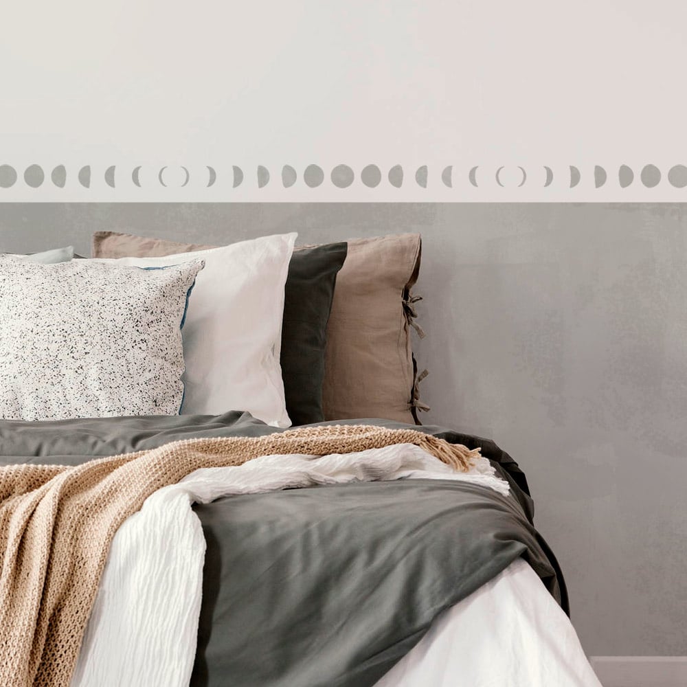 moon phase stencil half painted walls