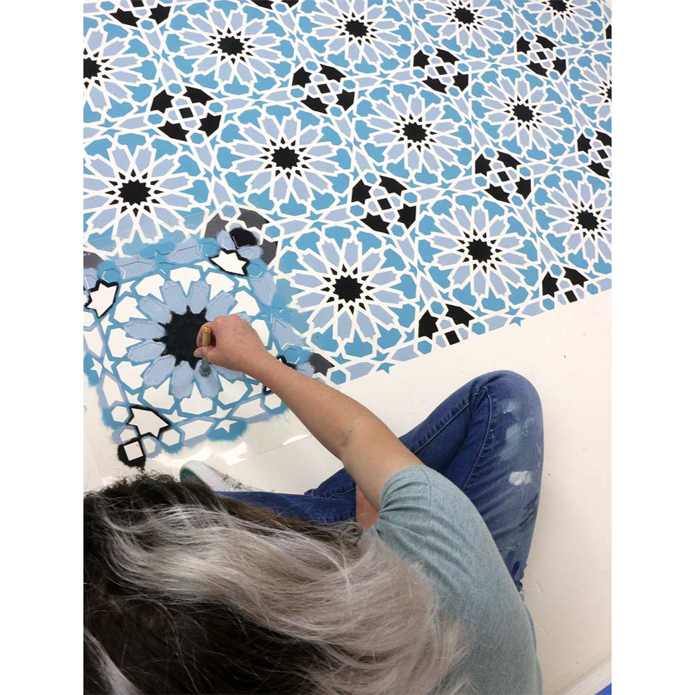 stenciling a tile stencil