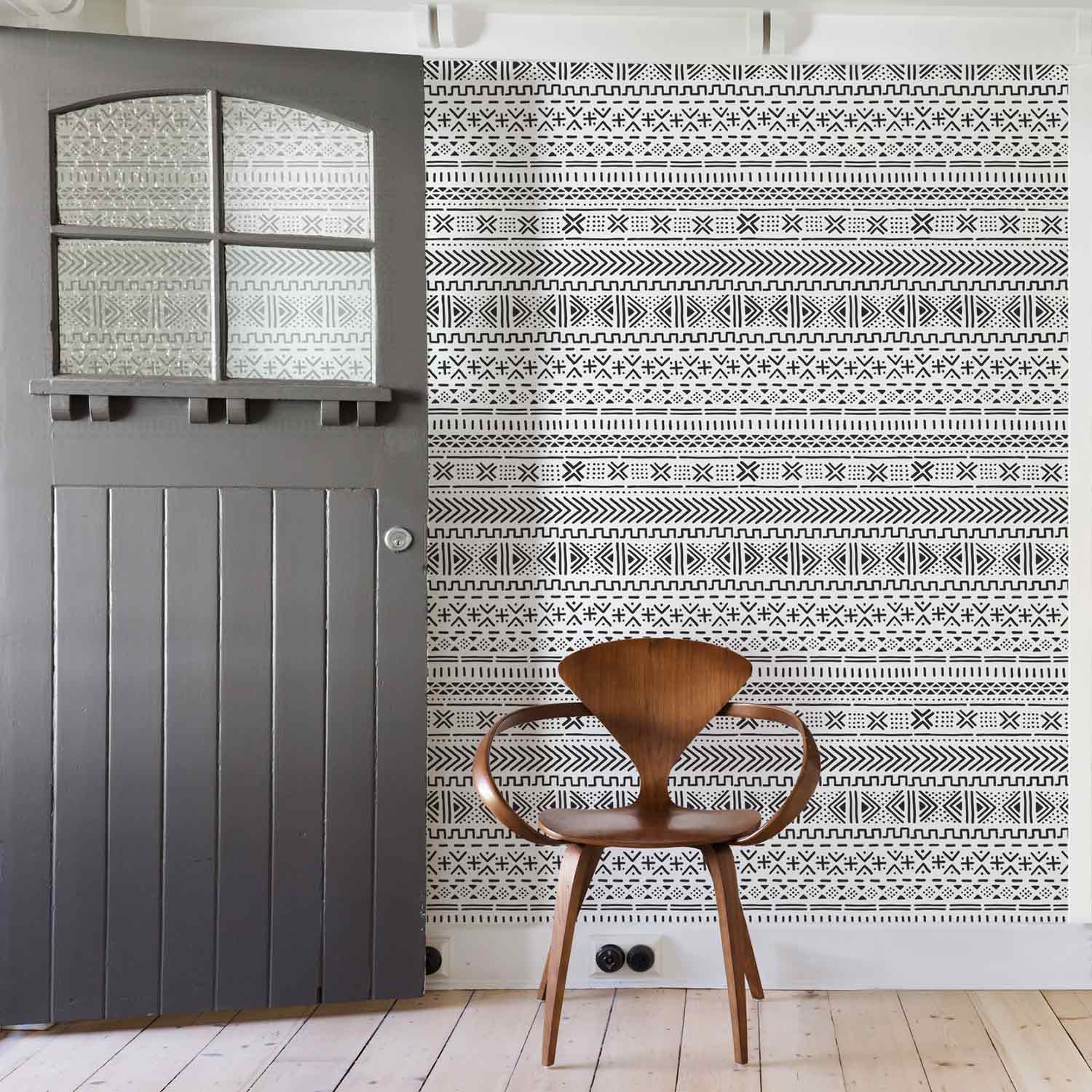 mudcloth wall stencil