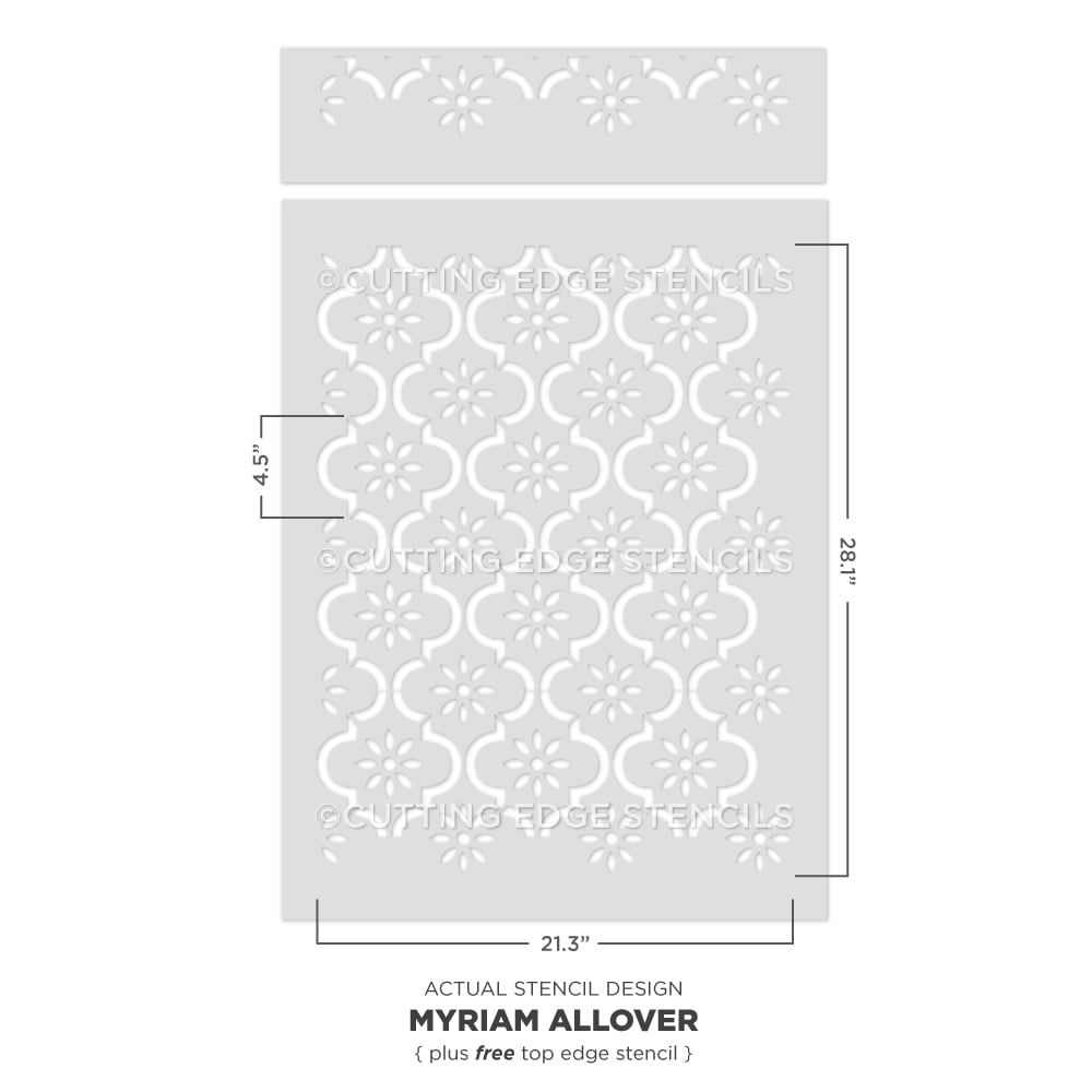 Myriam Allover Stencil Trellis Wall Flower Stenciling