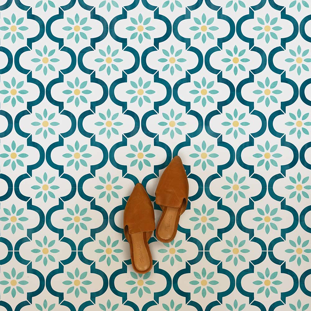 Moroccan stencil tile floor