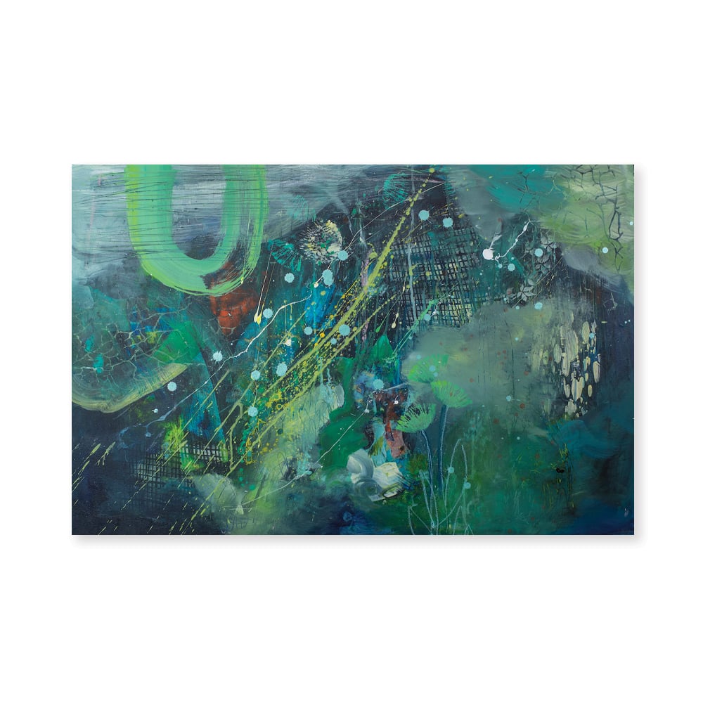 large green abstract painting