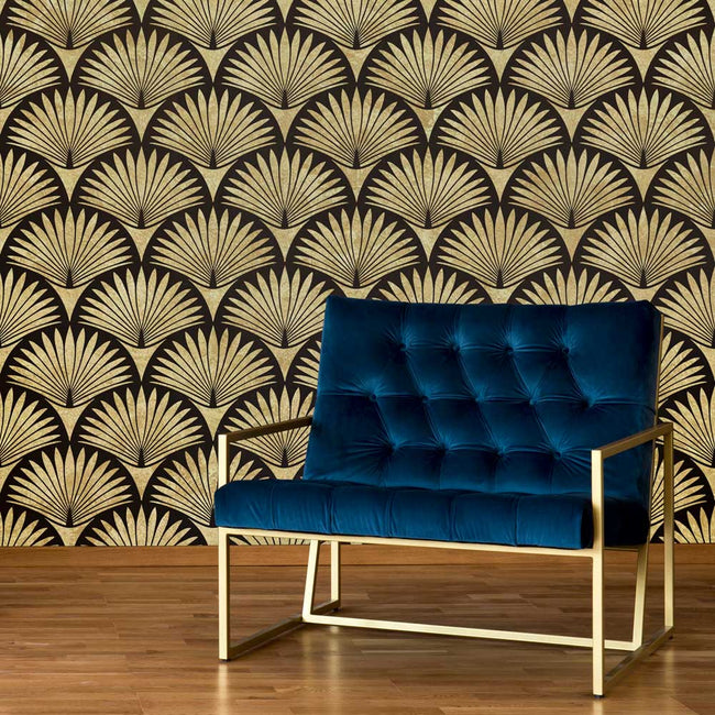 glam palm wall stencil art deco wall