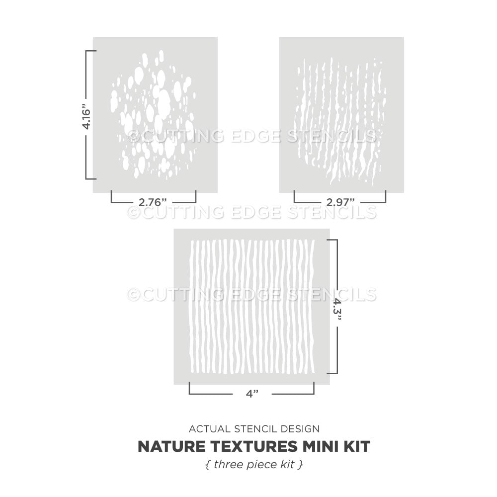 nature textures three piece abstract art stencils