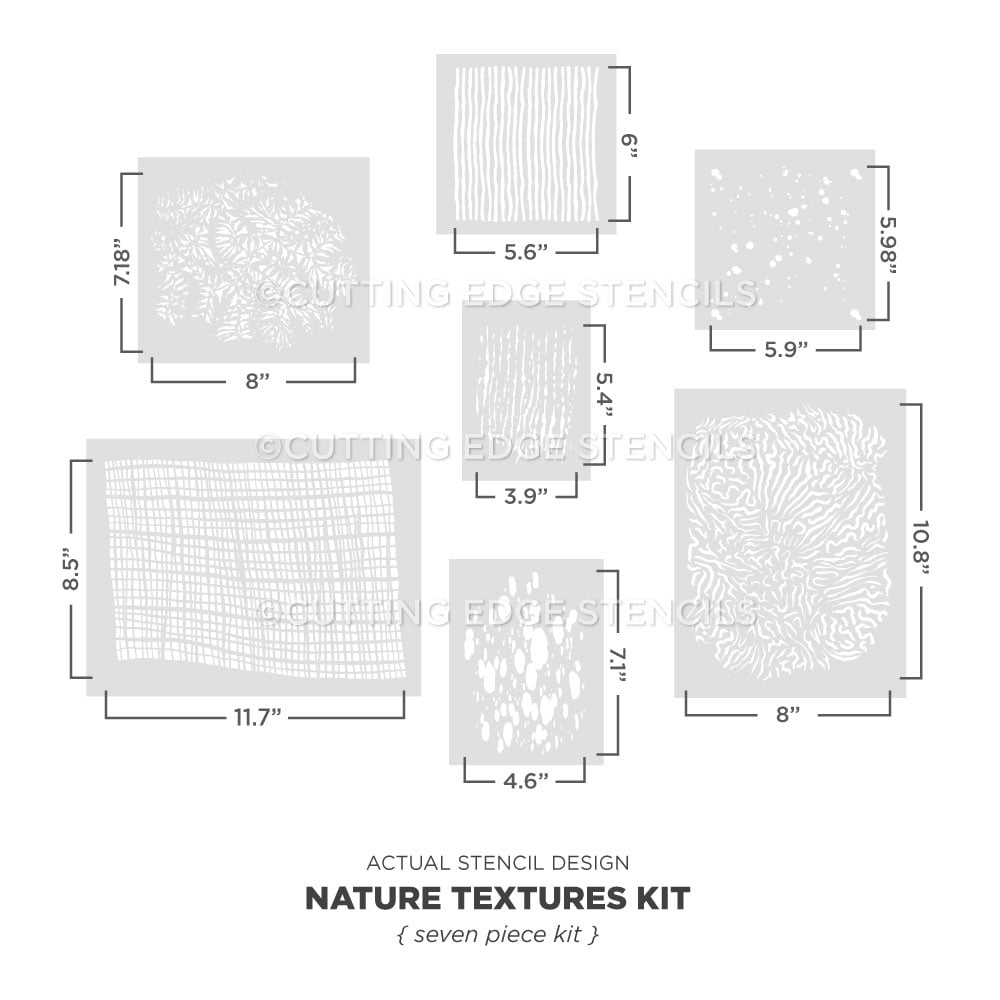 nature textures seven piece abstract art stencils