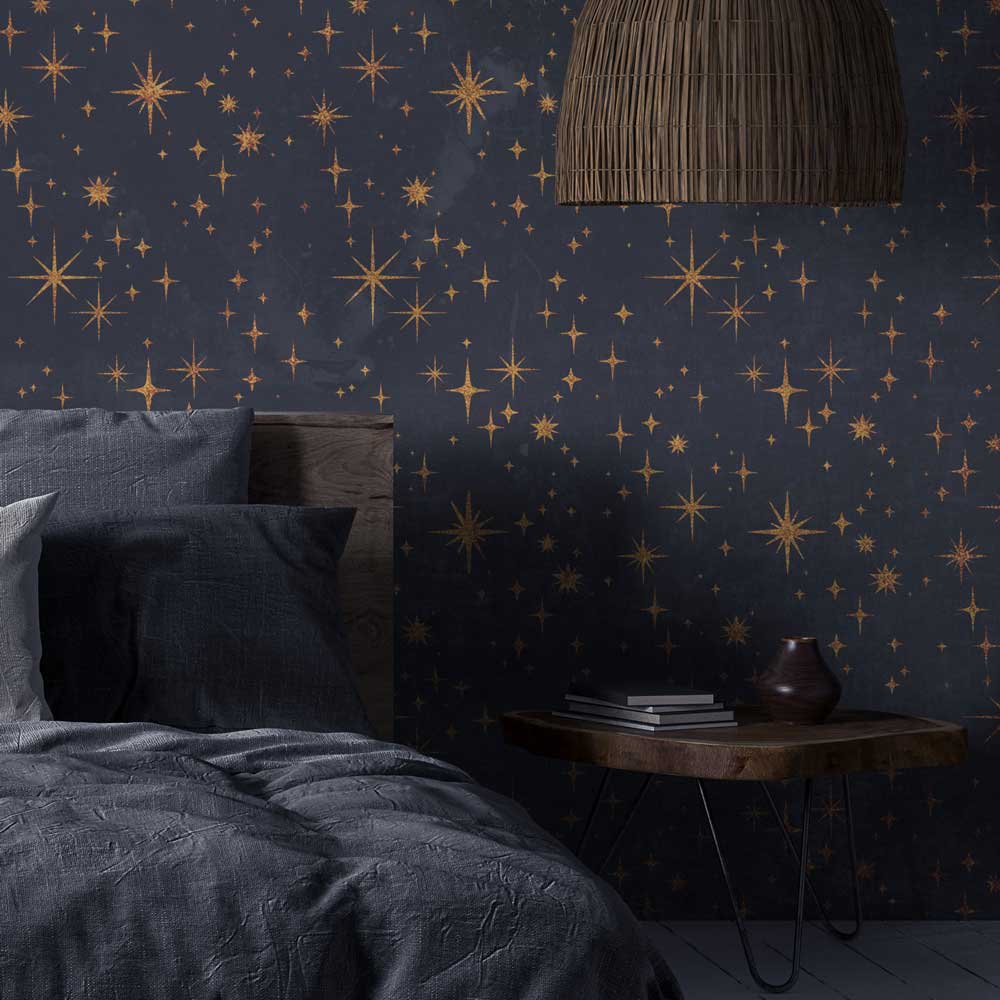 starry bedroom wall night stars wall stencil blue wall