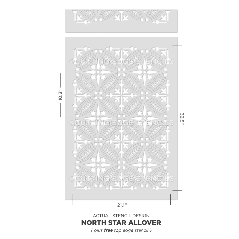 North Star Allover Stencil Wall Pattern Design Painted Floor Tile Stenciling