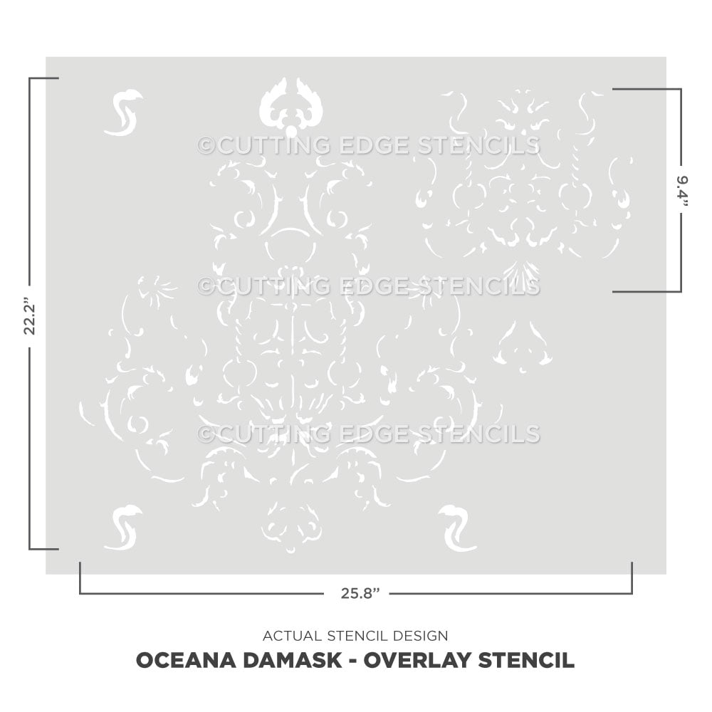 oceana damask stencil for walls overlay stencil