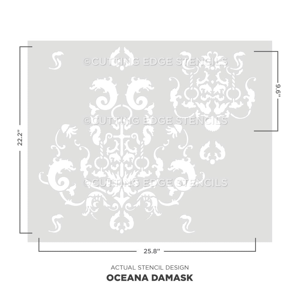 oceana damask stencil for walls