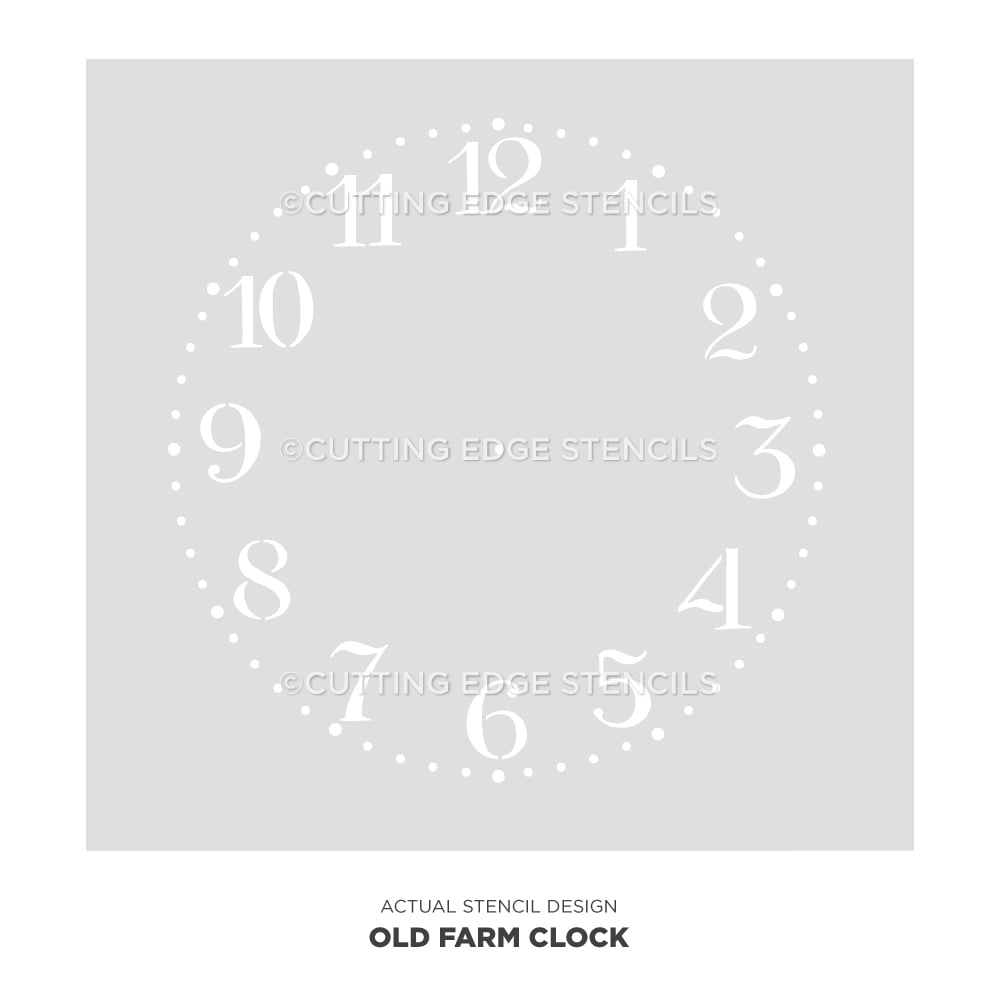 old farm clock wall stencil actual image