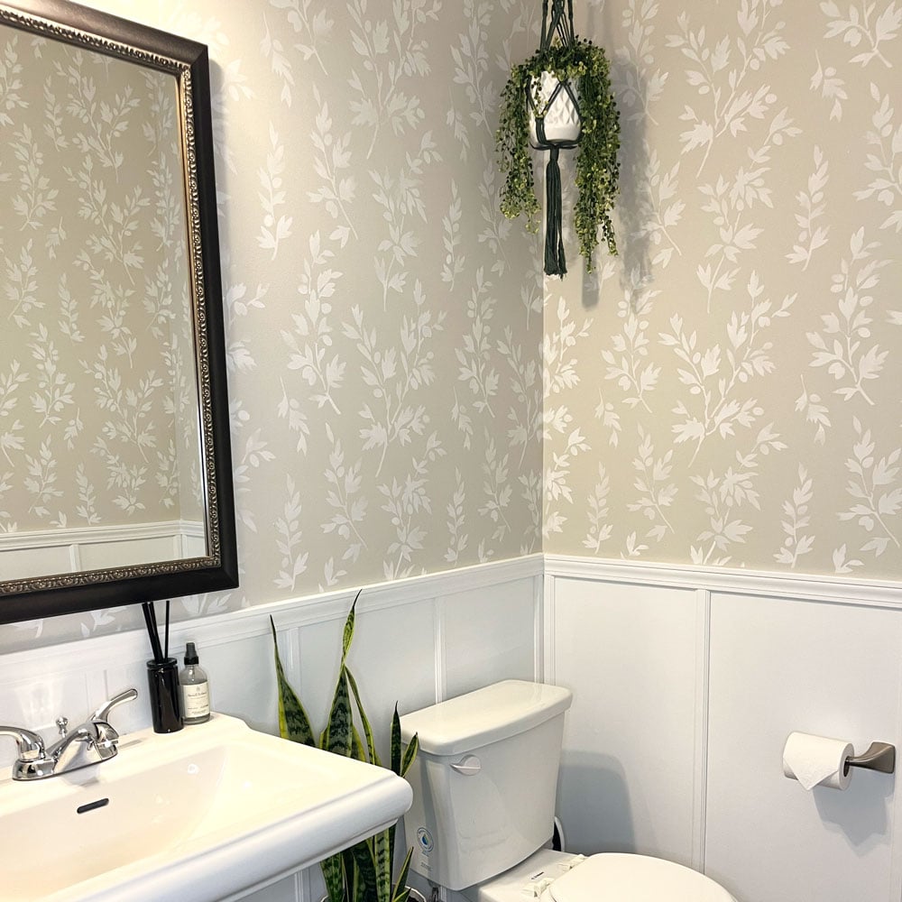 olive brach stenciled bathroom