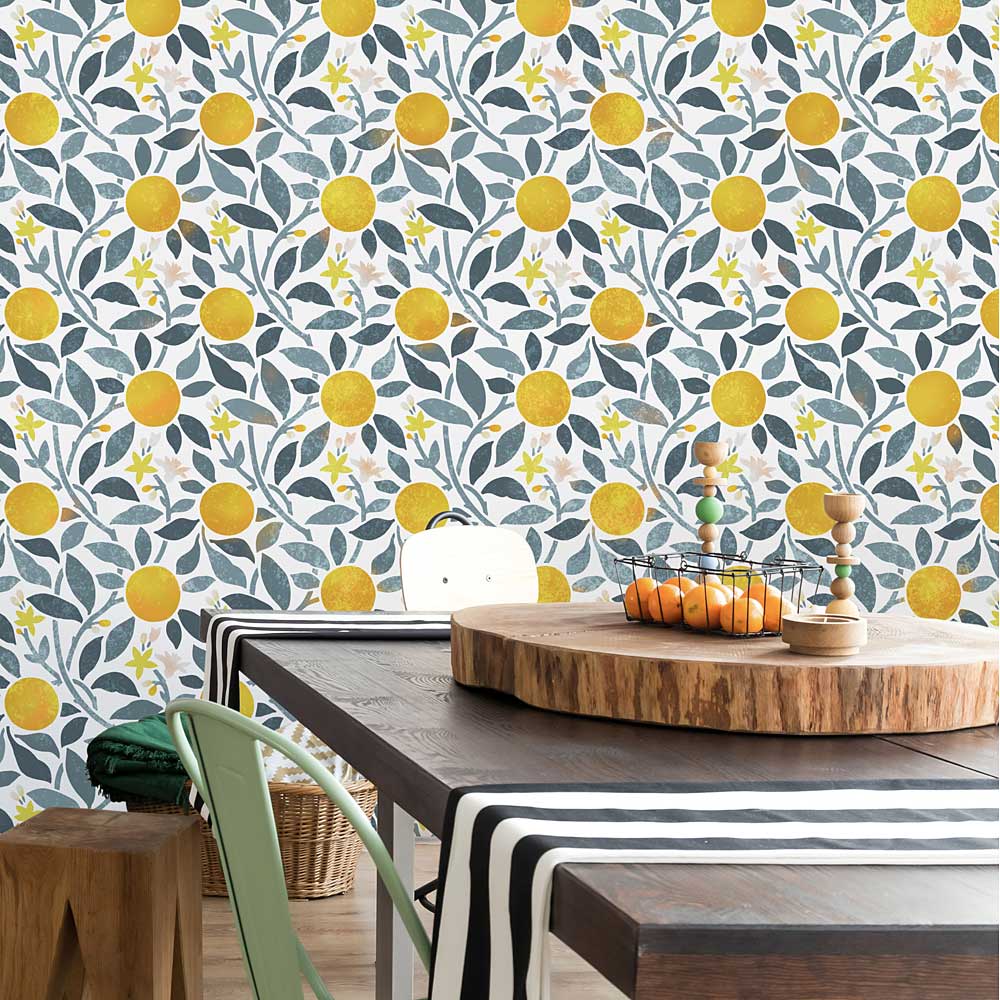 oranges wallpaper stencil