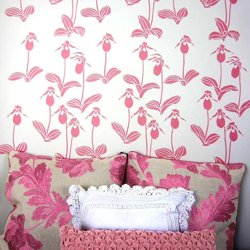 orchids-floral-stencil-pattern-wall-decor