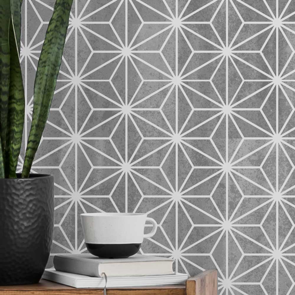 grey and white origami wall stencils large snake plant