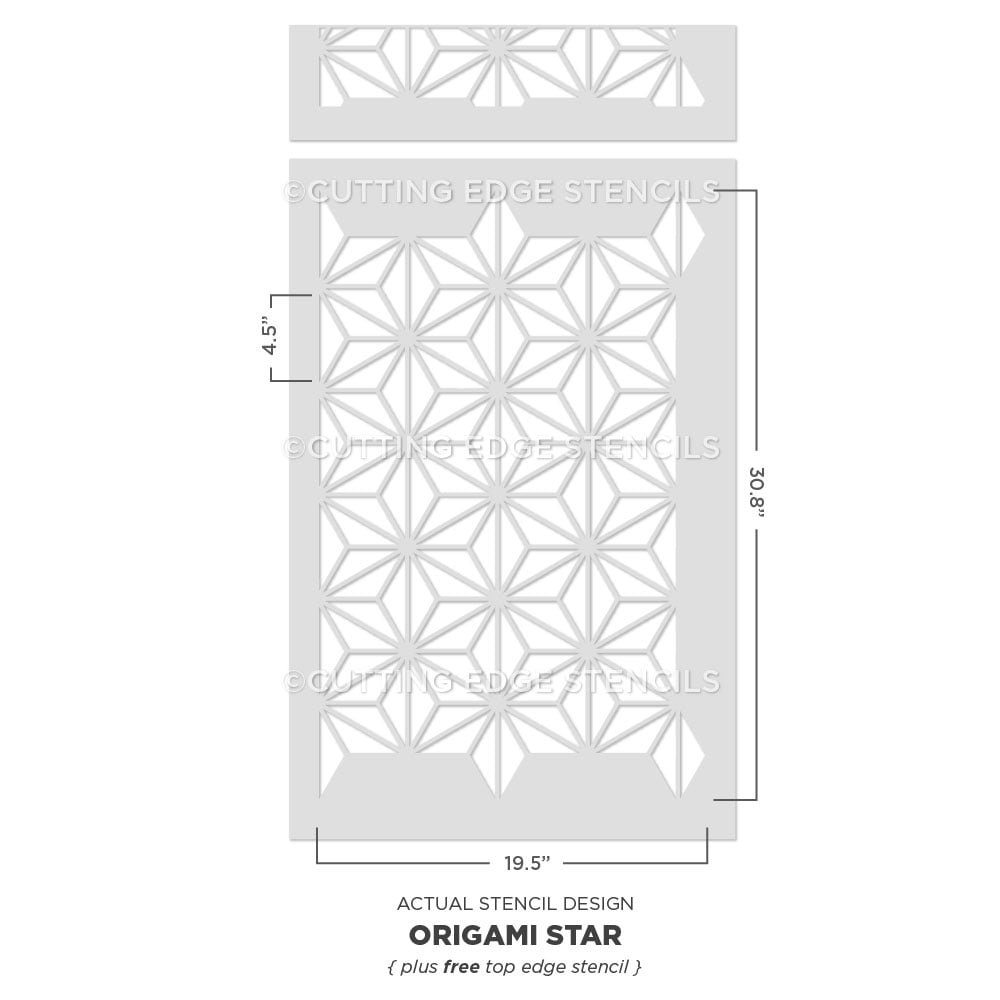 origami wall stencil actual image